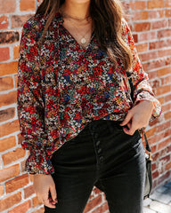 Charlize Floral Ruffle Blouse Oshnow