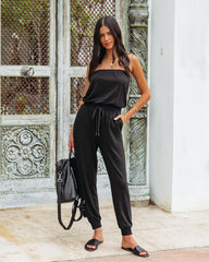 Chill Summer Trägerloser Jumpsuit mit Taschen - Schwarz 