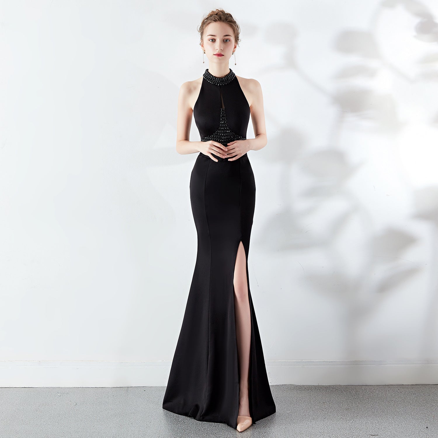 Chloe Formal Hot Stone Collar Stunning Dress Oshnow