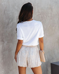 Choose To Sparkle Sequin Shorts - Champagne