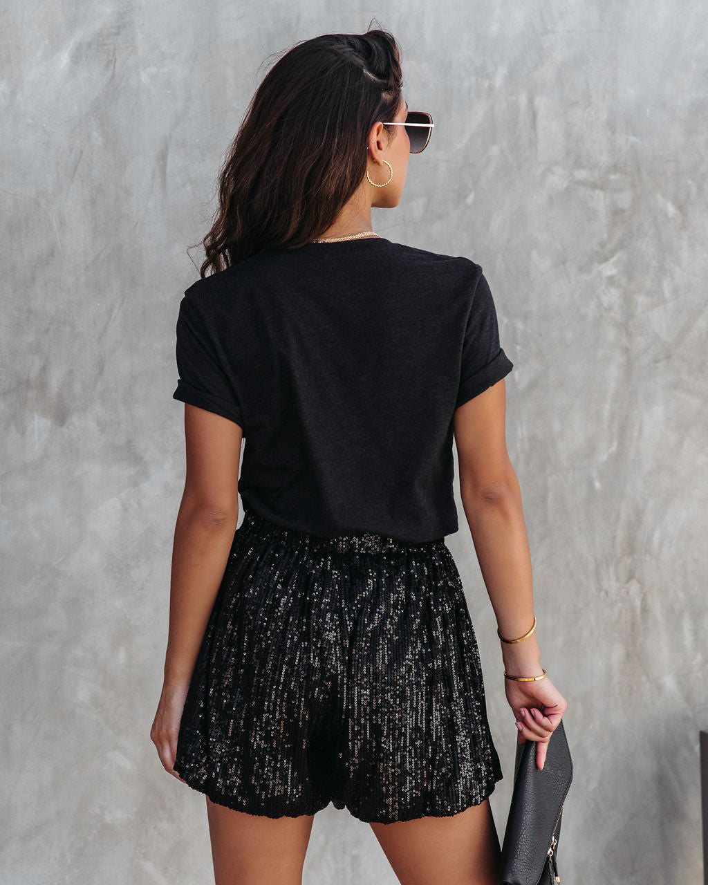 Choose To Sparkle Sequin Shorts - Black