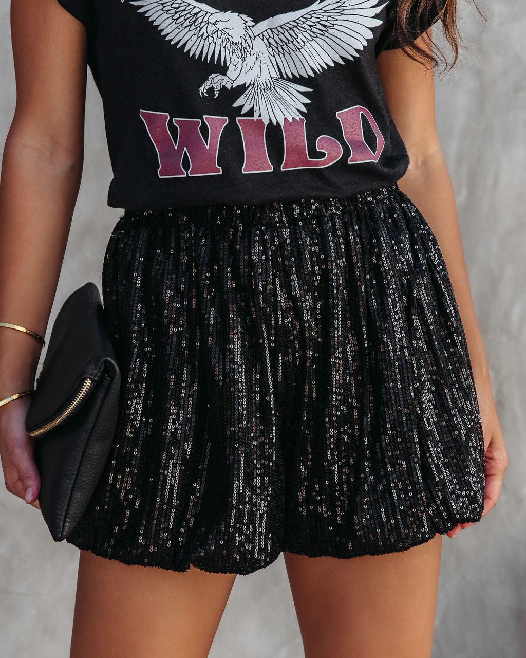 Choose To Sparkle Sequin Shorts - Black