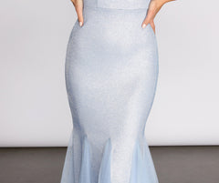 Ciara Glitter Tulle Mermaid Dress Oshnow