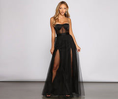 Cintra Mesh Tulle Bustier Gown Oshnow