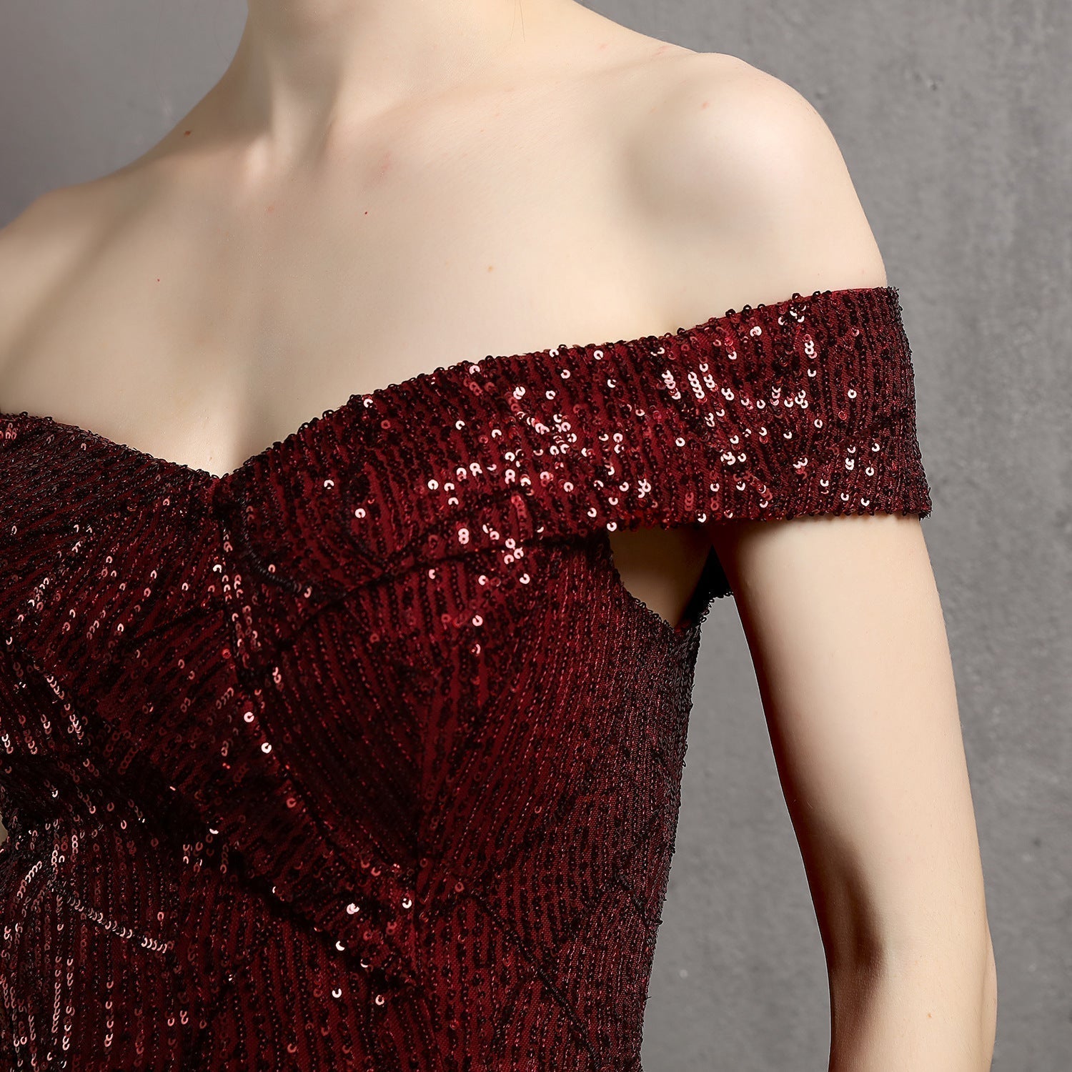 Clara Glitter Off the Shoulder Split Dress For Prom Oshnow