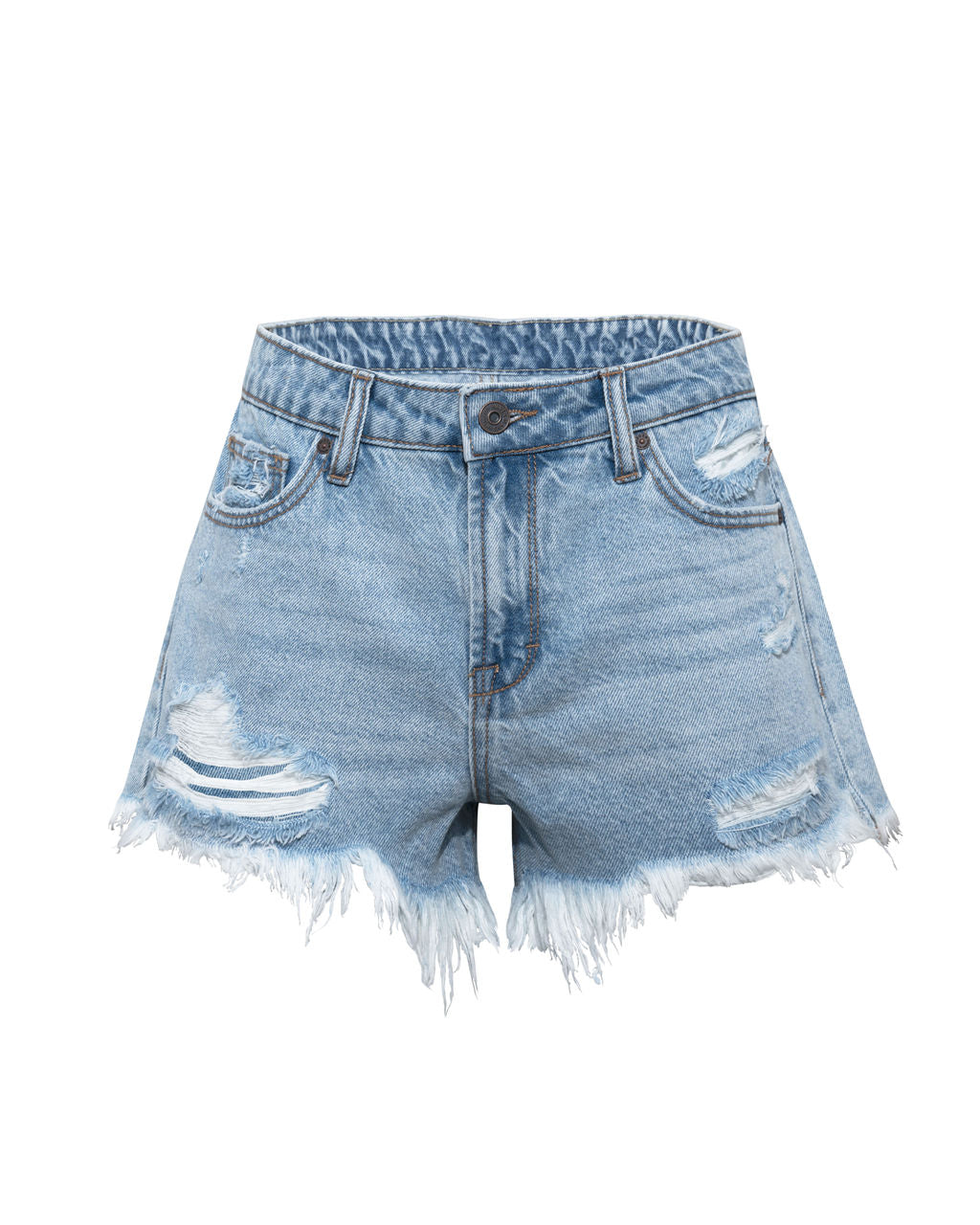 Cole High Rise Distressed Denim Shorts