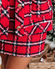 Coming Home Tweed Plaid Mini Skirt - Red