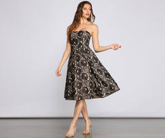 Corrine Strapless Lace Detail Formal Dress Oshnow