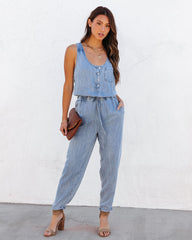 Courtney Tencel Pocketed Jumpsuit - Medium Wash