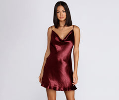 Cowl Neck Satin Mini Dress Oshnow