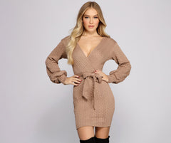 Cozy And Cute Cable Knit Mini Dress Oshnow