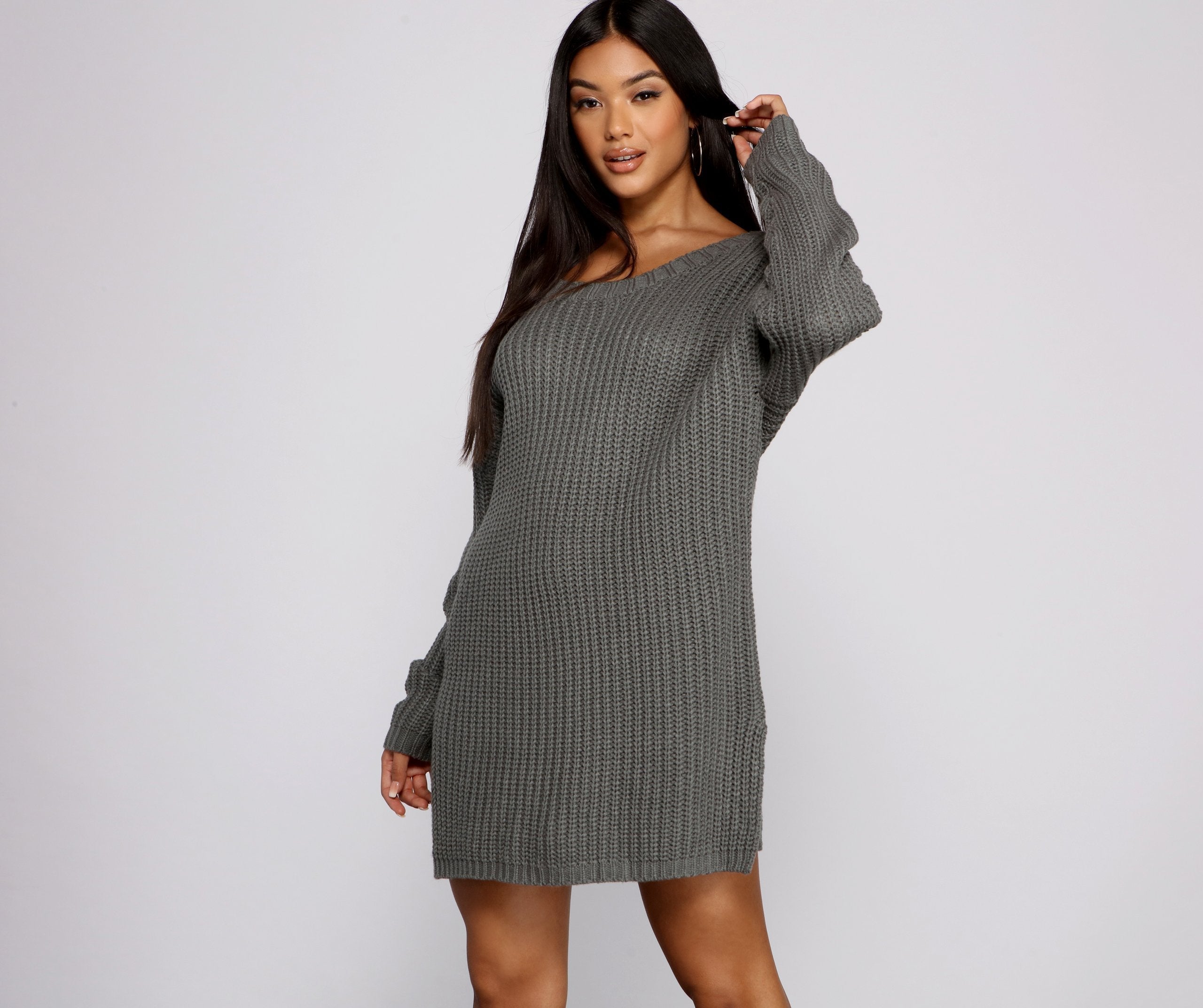 Cozy Knit Long Sleeve Tunic Oshnow