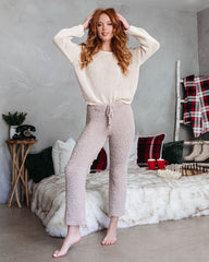 Cozy Town Soft Knit Drawstring Pants - Beige