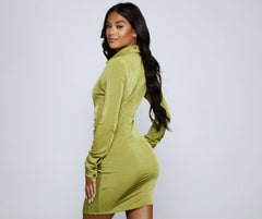 Crazy About Ruche Collared Mini Dress Oshnow