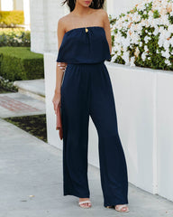 Crystal Clear Strapless Jumpsuit - Navy