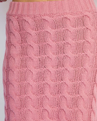 Cuddle With Me Cable Knit Mini Skirt - Pink
