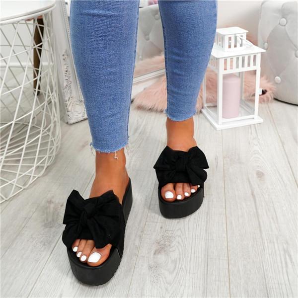 Bowknot Flatform Slides Outdoor Sandals