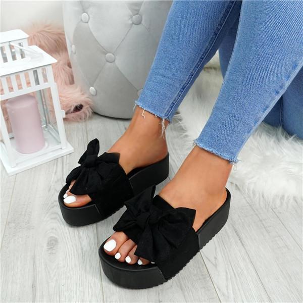 Bowknot Flatform Slides Outdoor Sandals