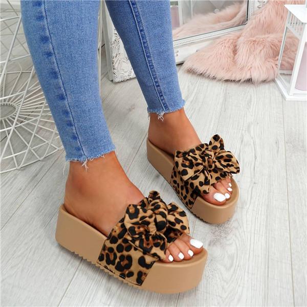 Bowknot Flatform Slides Outdoor Sandals