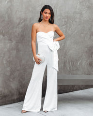 Dancing Queen Strapless Sequin Jumpsuit - White