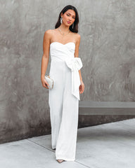 Dancing Queen Strapless Sequin Jumpsuit - White