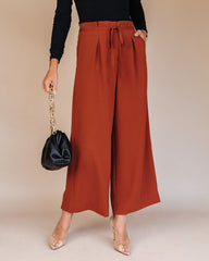 Danica Pocketed Wide Leg Pants - Camel