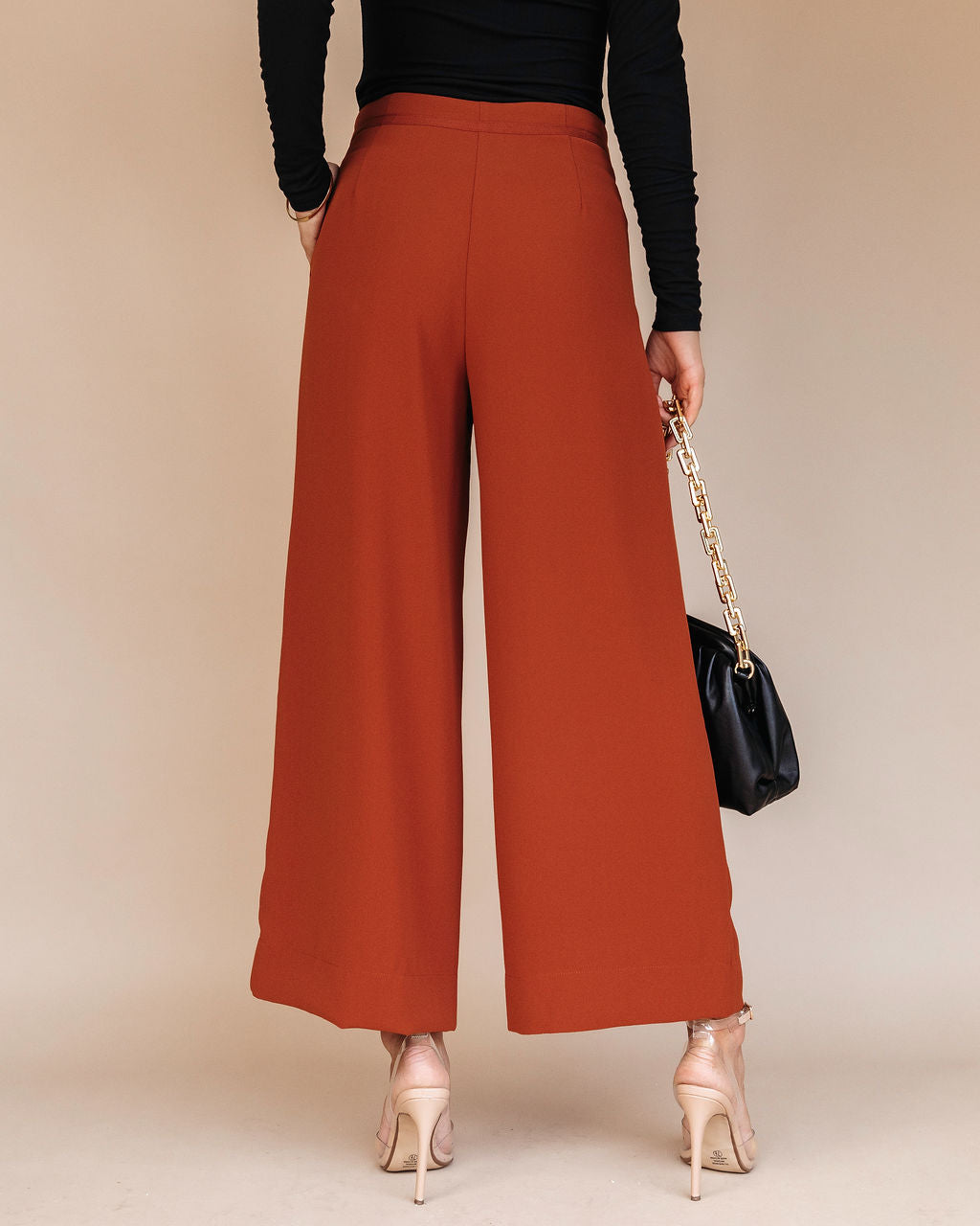 Danica Pocketed Wide Leg Pants - Camel