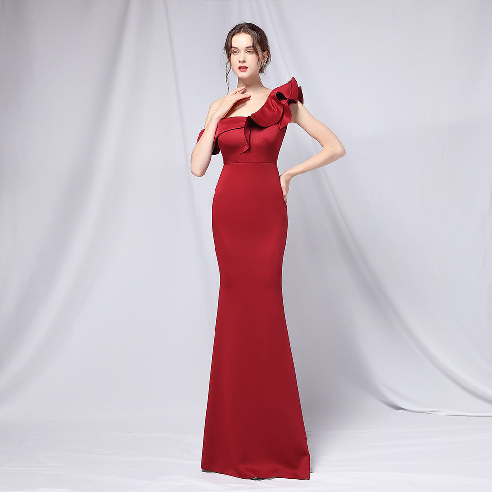 Delana Elegant Formal One Shoulder Dress Oshnow