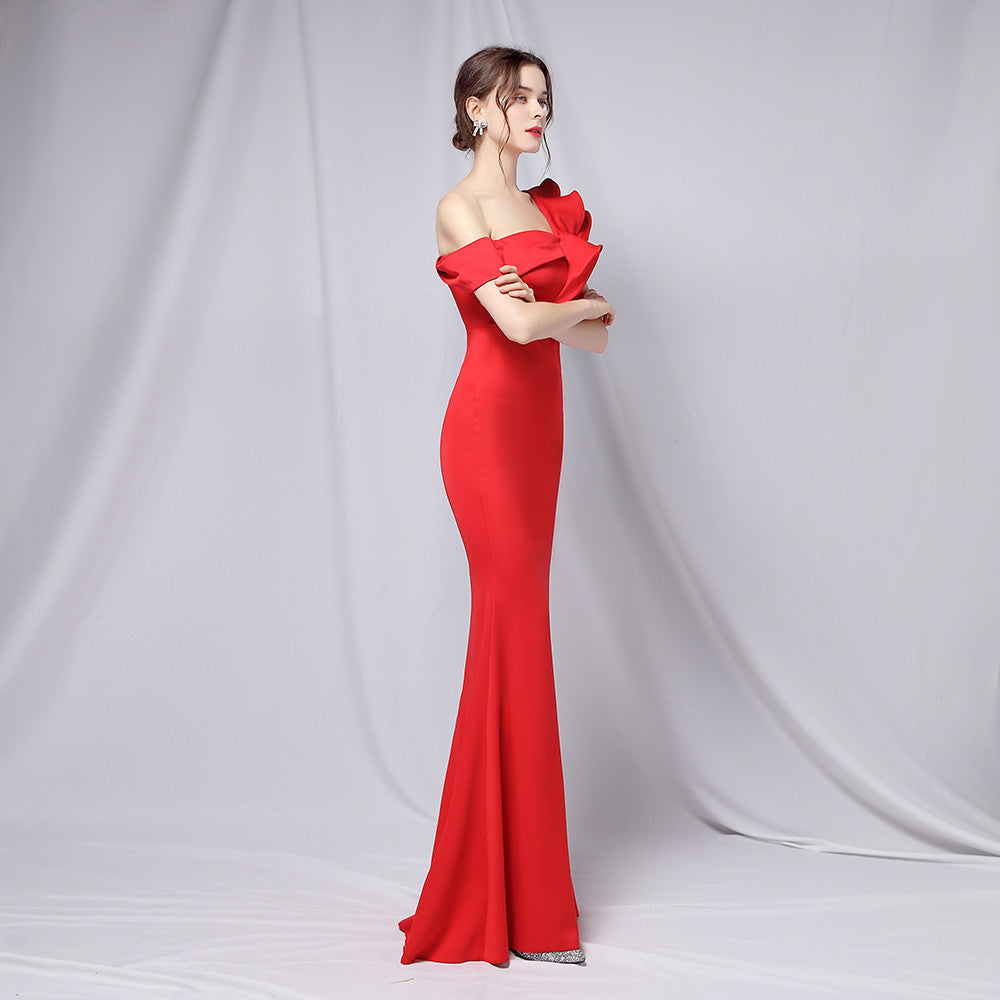 Delana Elegant Formal One Shoulder Dress Oshnow