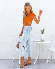 Deniz Soft Knit Wrap Crop Top - Orange Oshnow