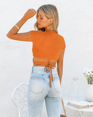 Deniz Soft Knit Wrap Crop Top - Orange Oshnow