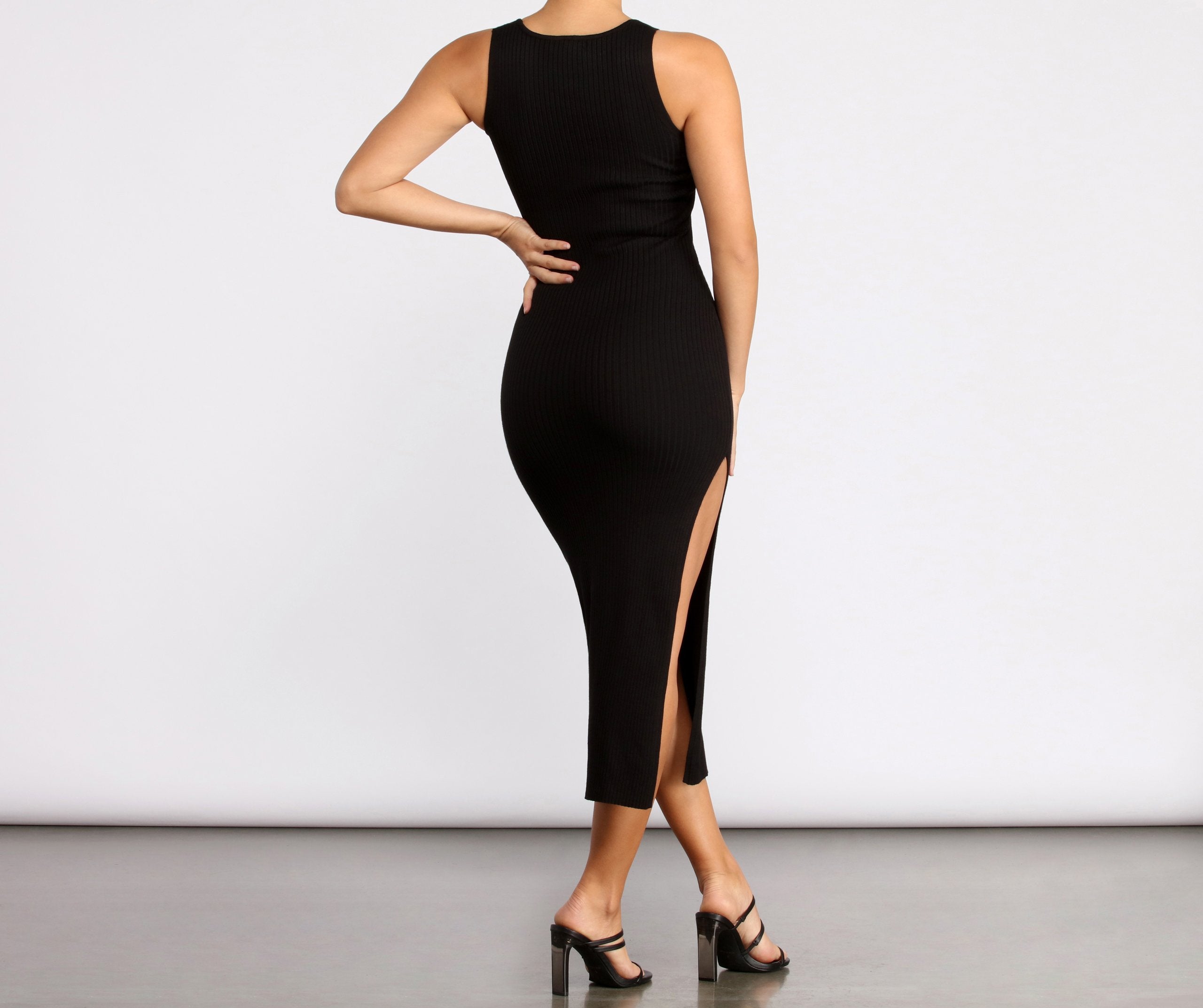 Double Take Ribbed Midi Dress Oshnow