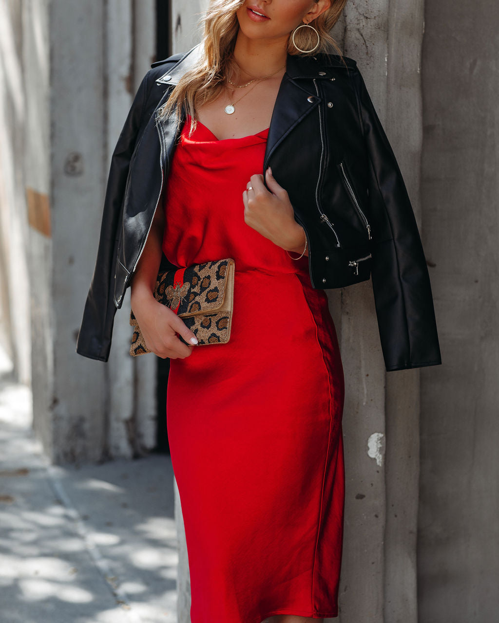 Dreamland Satin Midi Skirt - Red Oshnow