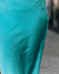 Dreamland Satin Midi Skirt - Aqua