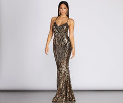 Dulce Sequin Lace Up Formal Gown Oshnow