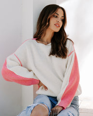 Gemini Knit Colorblock Sweater - Cream/Pink