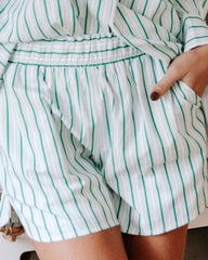 Dusk Till Dawn Striped Pocketed Shorts - Green