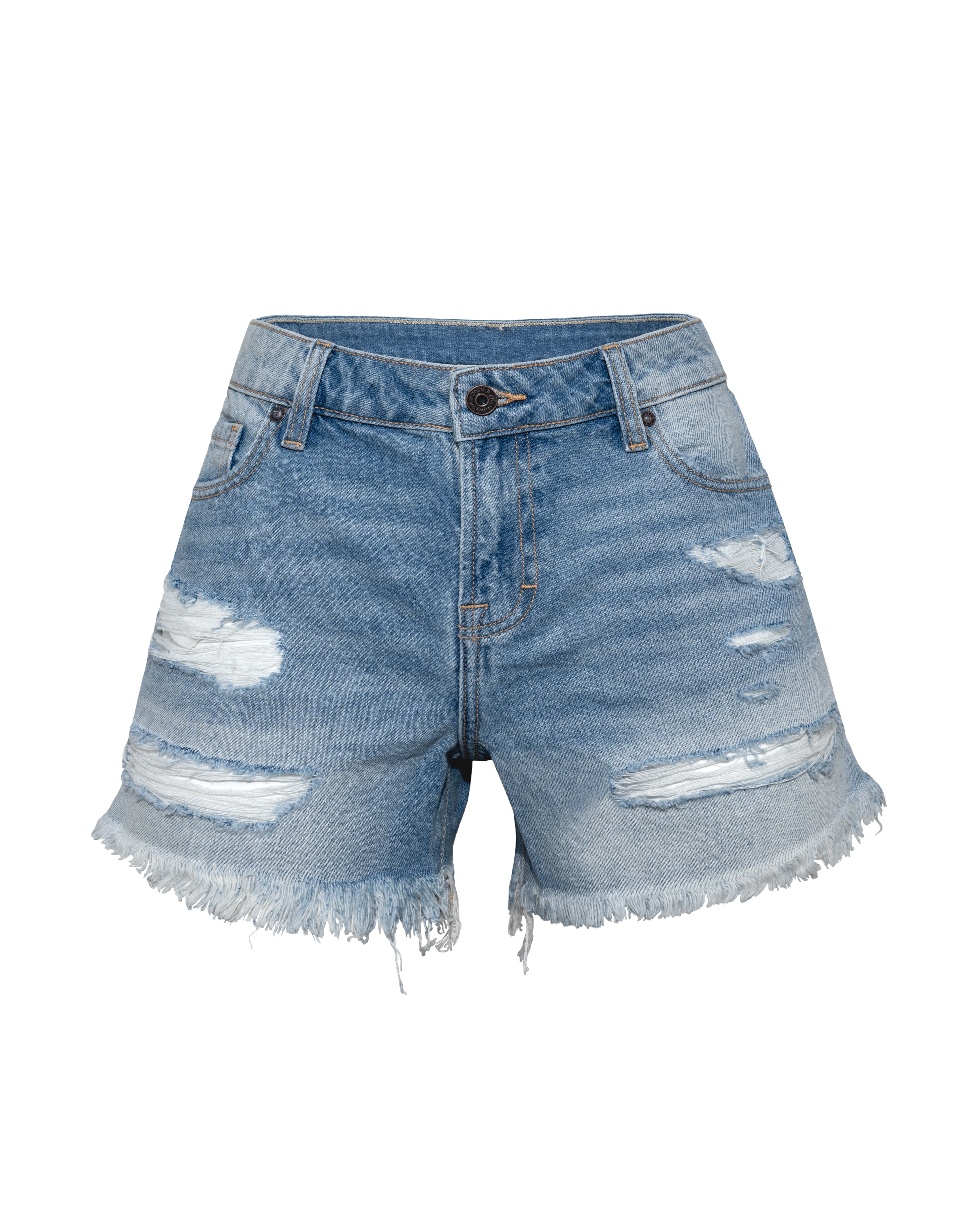 Earl High Rise Distressed Denim Boyfriend Shorts - SALE