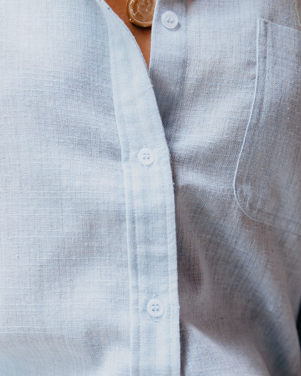 Eden Cotton Blend Button Down Shirt - Blue Oshnow
