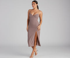 Effortlessly Chic High Slit Slip Dress Oshnow