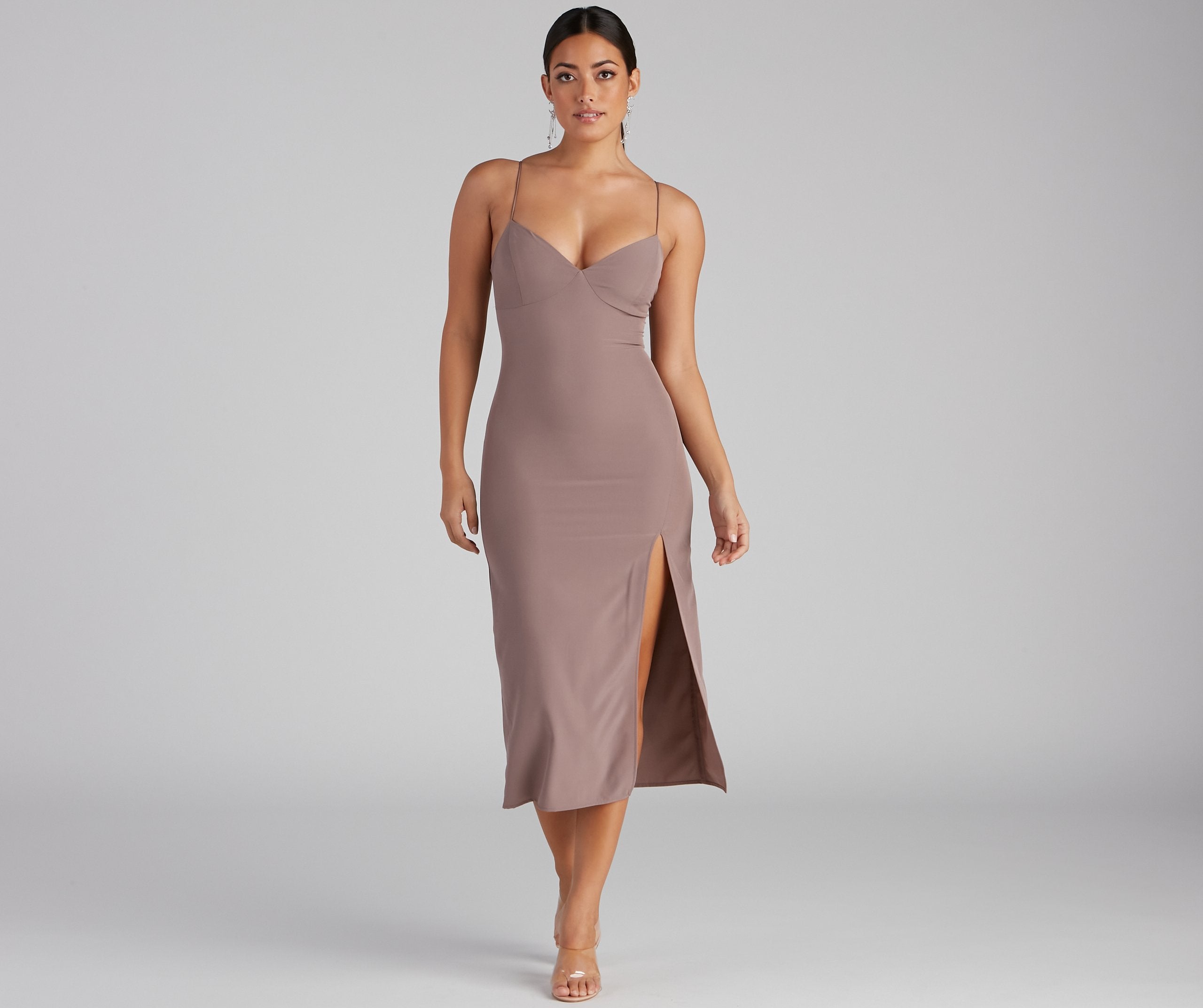 Effortlessly Chic High Slit Slip Dress Oshnow