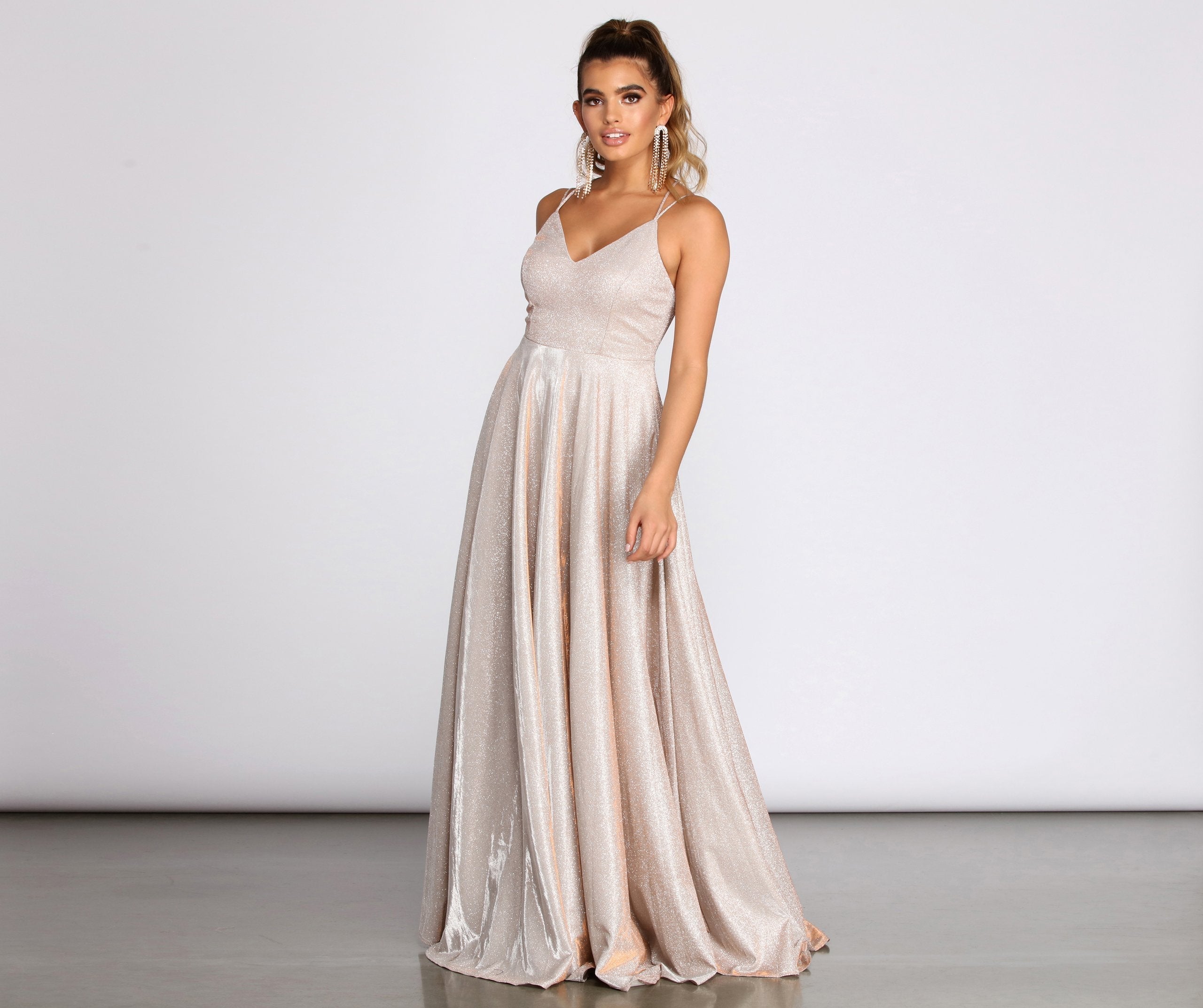 Elana Glitter A-Line Dress Oshnow