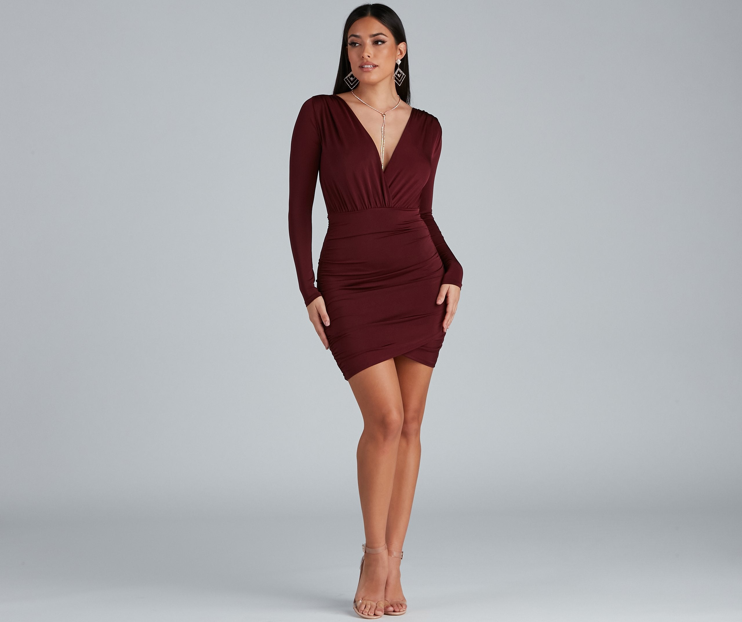 Elevated Basic Ruched Mini Dress Oshnow