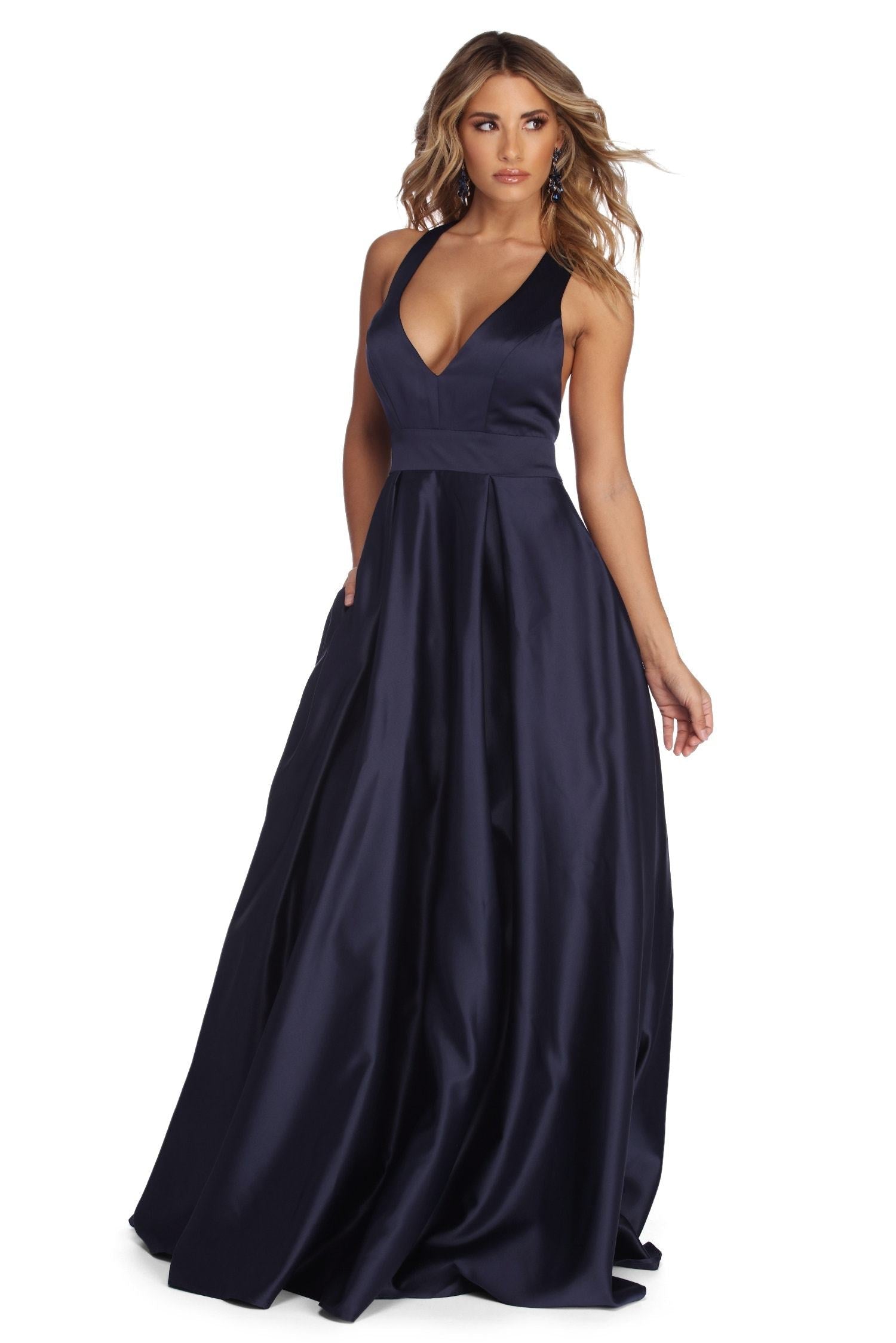 Elle Formal Satin Ball Gown Oshnow