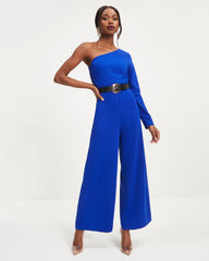 Elodie One Shoulder Drape Jumpsuit - Cobalt Oshnow