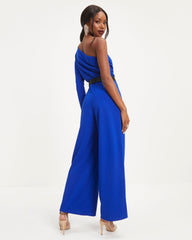 Elodie One Shoulder Drape Jumpsuit - Cobalt Oshnow