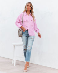 Embrace The Sun Striped Button Down Top - Pink Oshnow