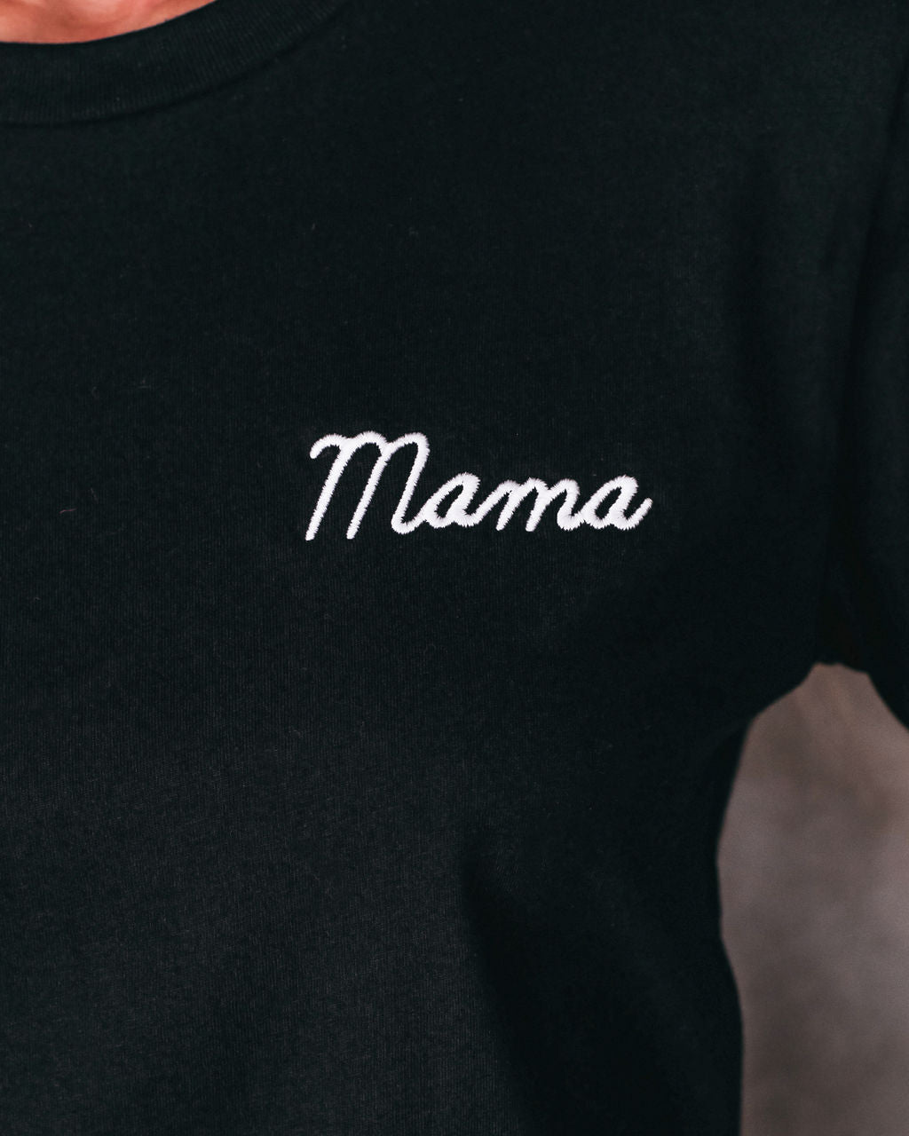Embroidered Mama Cotton Blend Tee Oshnow