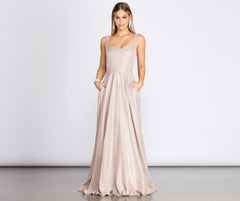 Emery Formal Glitter A-Line Dress Oshnow
