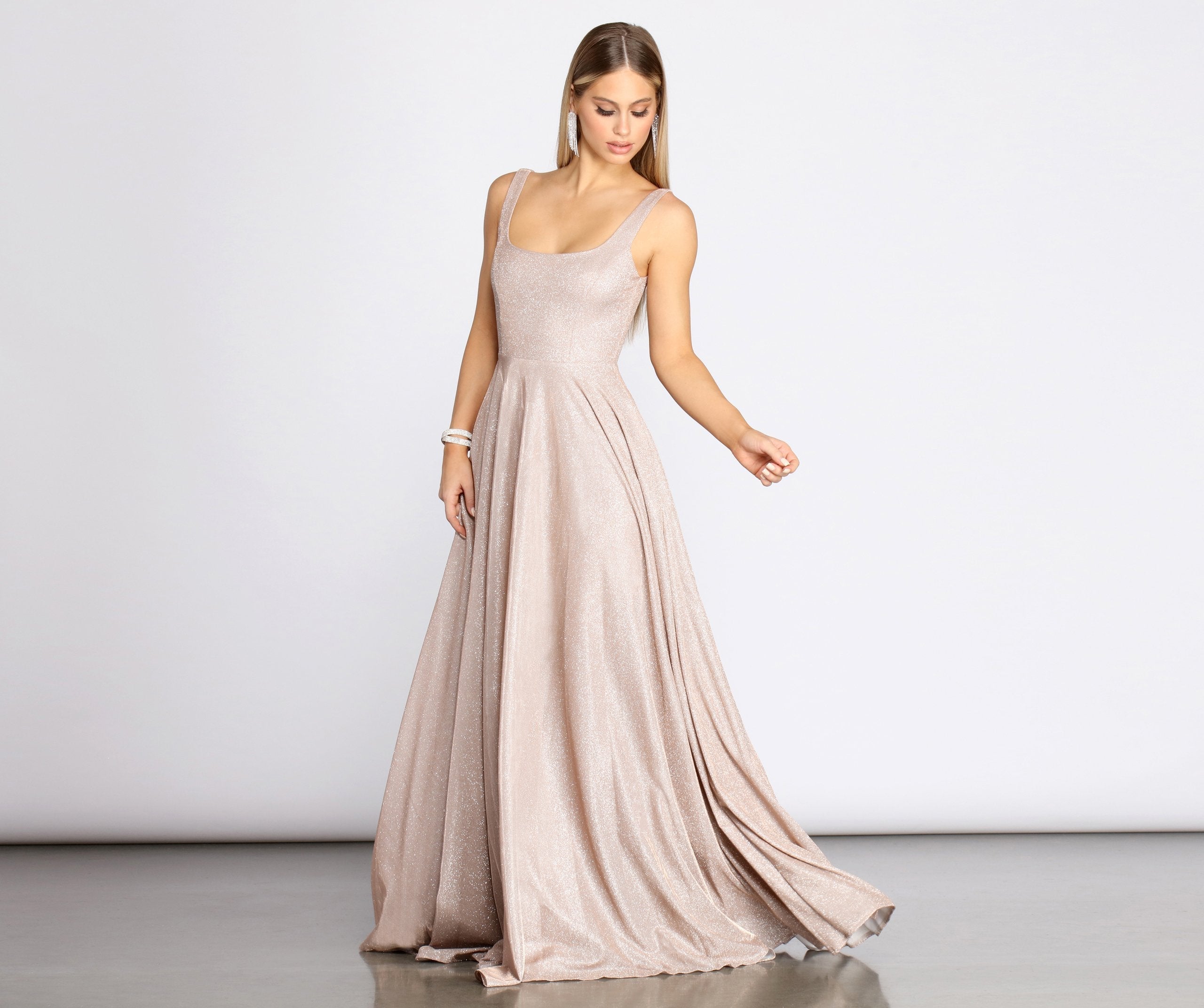 Emery Formal Glitter A-Line Dress Oshnow